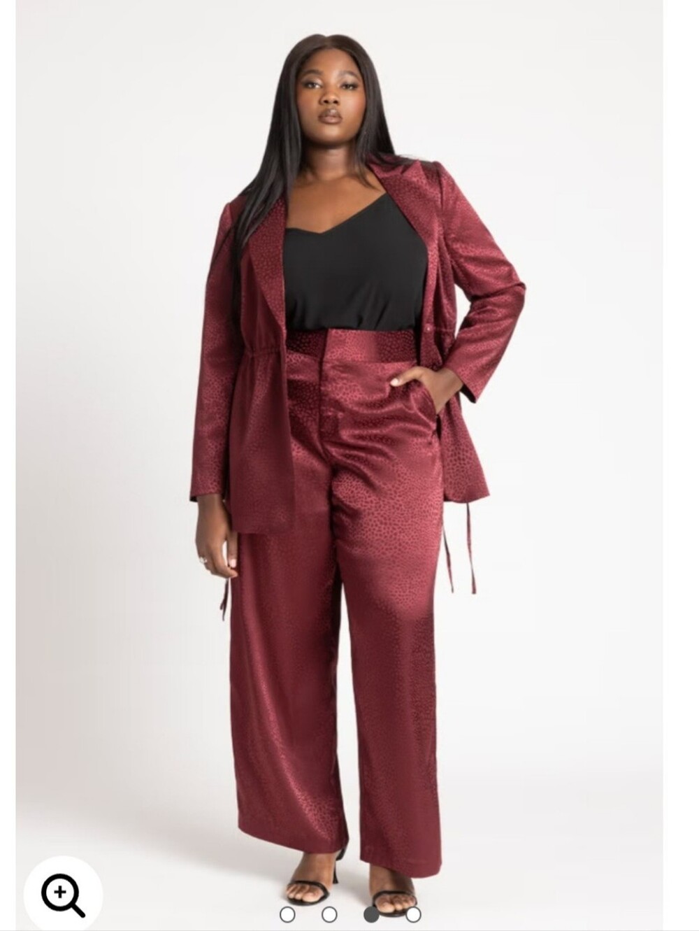 Eloquii NWT Burgundy Textured  Satin Blazer & Trouser Set  Dark Grape Sz 14